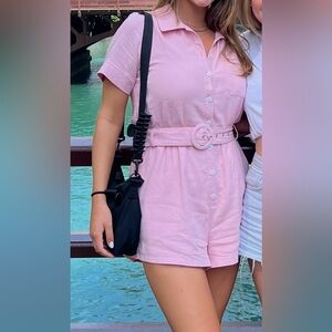 Lost + Wander Pink Romper with Belt